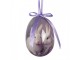9ks dekorace fialové závěsné vajíčko s králíčky Spring Egg - Ø 5*8 cm Clayre & Eef