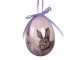 9ks dekorace fialové závěsné vajíčko s králíčky Spring Egg - Ø 5*8 cm Clayre & Eef