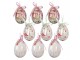 9ks dekorace bílé závěsné vajíčko s květy Hello Spring Egg - Ø 5*8 cm Clayre & Eef