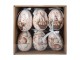 6ks dekorace bílé a béžové závěsné vajíčko s králíčky Spring Egg - Ø 7*10 cm Clayre & Eef