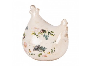 Béžová keramická slepička s růžemi Rosina - 12*11*13 cm