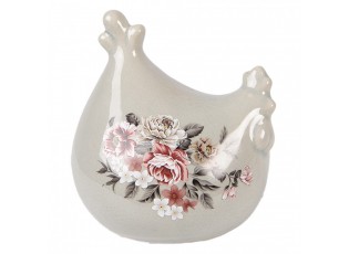 Zelená keramická slepička s květy Floria - 12*11*13 cm