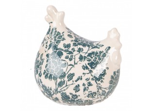 Béžová keramická slepička se zelenými květy Tien French - 12*11*13 cm