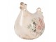 Béžová antik keramická slepička s květy Protea Eucalypt - 12*11*13 cm Clayre & Eef