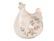 Béžová keramická slepička s lučními květy Monnia - 12*11*13 cm Clayre & Eef