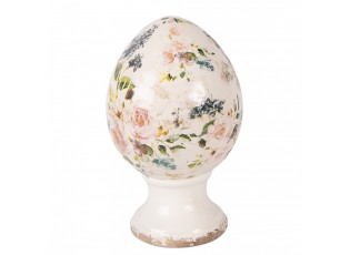 Béžové keramické vajíčko na podstavci s růžemi Rosina M - Ø 12*19 cm