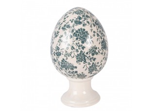 Keramické vajíčko na podstavci se zelenými květy Tien French XL - Ø 17*28 cm
