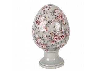 Zelené keramické vajíčko s květy Floria XL - Ø 17*28 cm