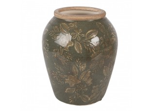 Zelená keramická váza s květy Timothée M - Ø 15*18 cm