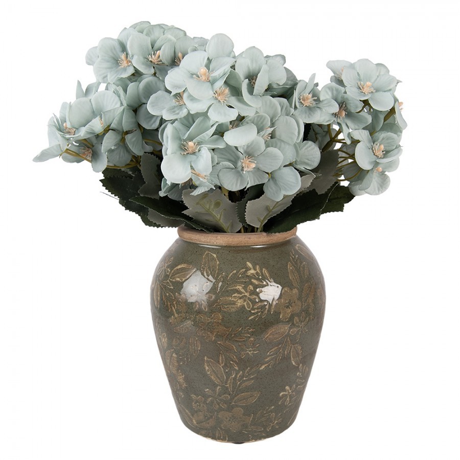 Zelená keramická váza s květy Timothée M - Ø 15*18 cm