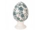 Keramické vajíčko na podstavci se zelenými květy Tien French L - Ø 15*24 cm Clayre & Eef