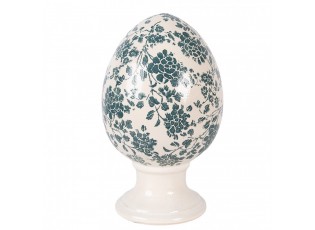 Keramické vajíčko na podstavci se zelenými květy Tien French L - Ø 15*24 cm