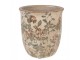Béžový keramický obal na květináč s květy Margaus M - Ø 15*15 cm Clayre & Eef