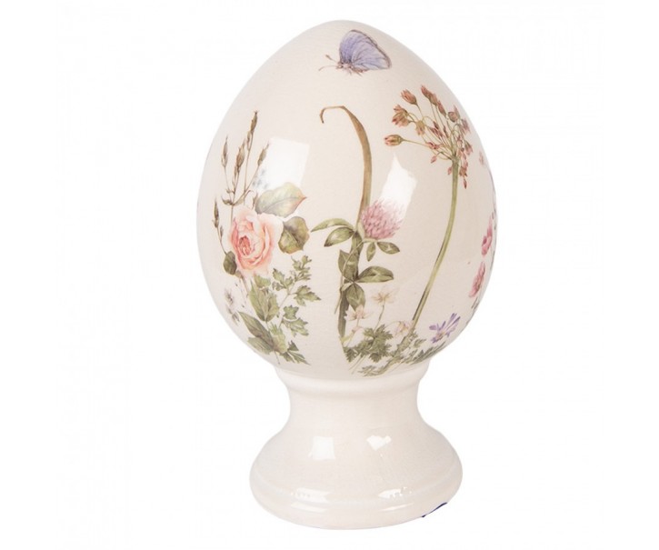 Vajíčko na podstavci s lučními květy Flowers of Love M - Ø 12*19 cm Clayre & Eef