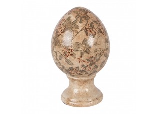 Béžové keramické vajíčko s květy Margaus M - Ø 12*19 cm