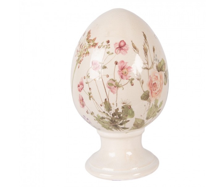 Vajíčko na podstavci s lučními květy Flowers of Love L - Ø 15*24 cm Clayre & Eef