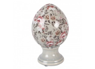 Zelené keramické vajíčko s květy Floria M - Ø 12*19 cm