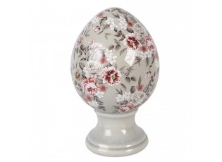 Zelené keramické vajíčko s květy Floria M - Ø 12*19 cm