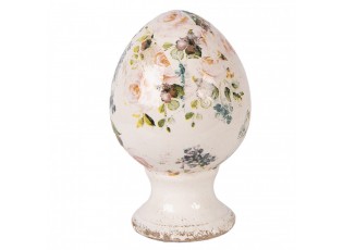 Béžové keramické vajíčko na podstavci s růžemi Rosina S - Ø 9*14 cm