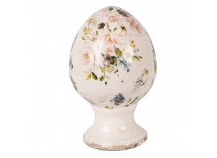 Béžové keramické vajíčko na podstavci s růžemi Rosina S - Ø 9*14 cm