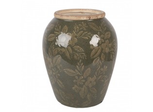 Zelená keramická váza s květy Timothée L - Ø 16*20 cm