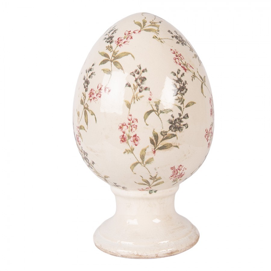 Keramické vajíčko na podstavci s lučními květy Monnia L - Ø 15*24 cm