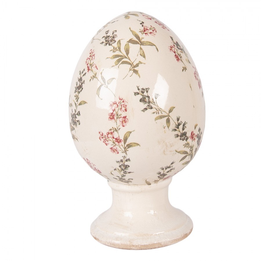 Keramické vajíčko na podstavci s lučními květy Monnia L - Ø 15*24 cm