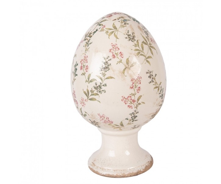 Keramické vajíčko na podstavci s lučními květy Monnia XL - Ø 17*28 cm Clayre & Eef