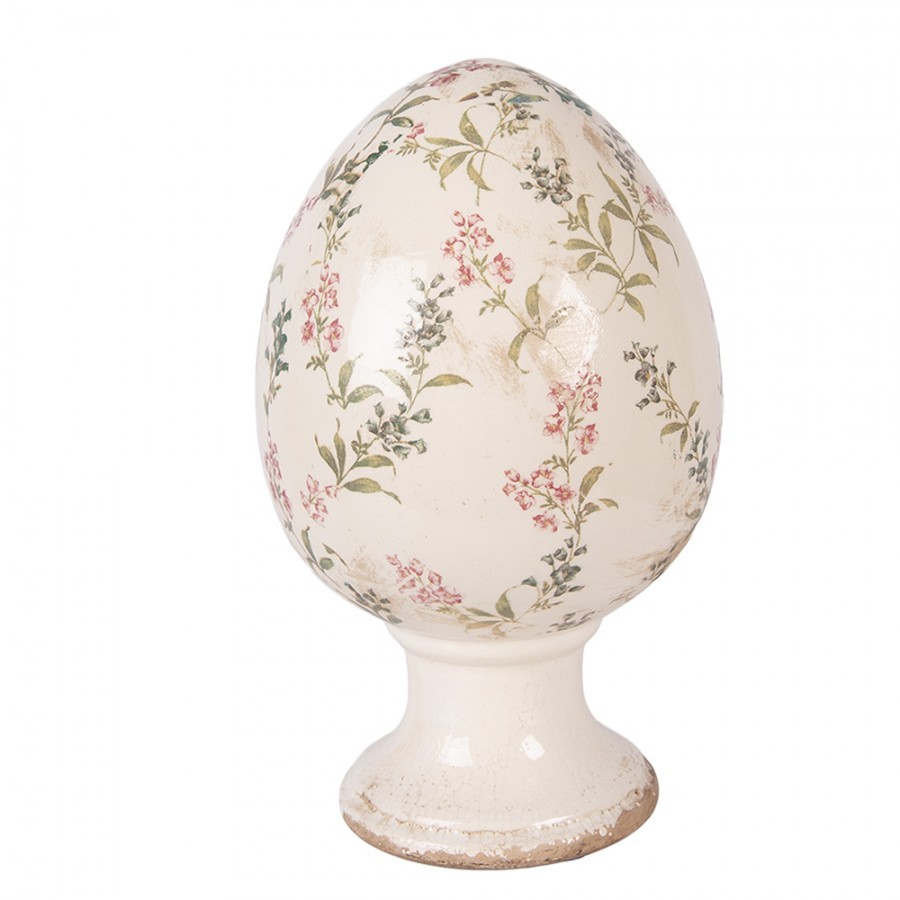 Keramické vajíčko na podstavci s lučními květy Monnia XL - Ø 17*28 cm