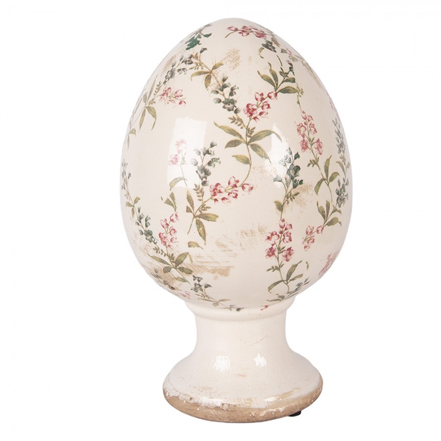 Keramické vajíčko na podstavci s lučními květy Monnia XL - Ø 17*28 cm
