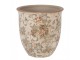 Béžový keramický obal na květináč s květy Margaus L - Ø 17*17 cm Clayre & Eef