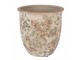 Béžový keramický obal na květináč s květy Margaus L - Ø 17*17 cm Clayre & Eef