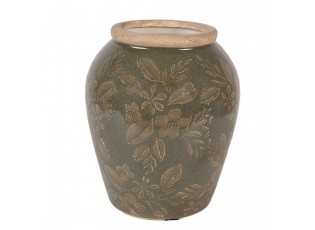 Zelená keramická váza s květy Timothée S - Ø 13*15 cm