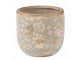 Šedý keramický obal na květináč s květy S - Ø 10*9 cm Clayre & Eef