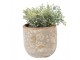 Šedý keramický obal na květináč s květy S - Ø 10*9 cm Clayre & Eef