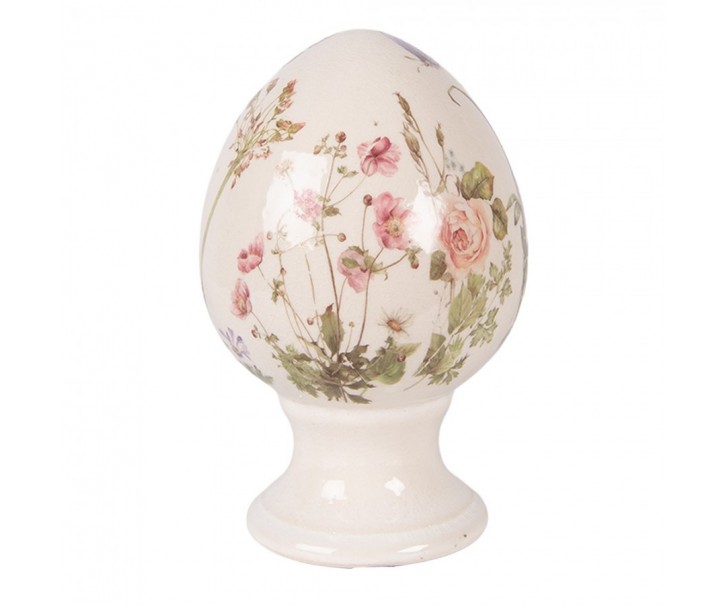 Vajíčko na podstavci s lučními květy Flowers of Love S - Ø 9*14 cm Clayre & Eef