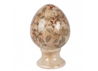Béžové keramické vajíčko s květy Margaus S - Ø 9*14 cm