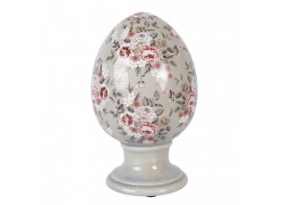 Zelené keramické vajíčko s květy Floria L - Ø 15*24 cm