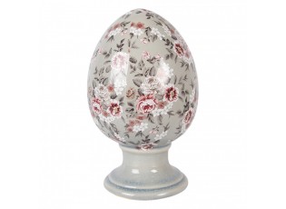 Zelené keramické vajíčko s květy Floria L - Ø 15*24 cm