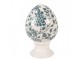 Keramické vajíčko na podstavci se zelenými květy Tien French S - Ø 9*14 cm Clayre & Eef