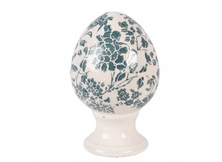 Keramické vajíčko na podstavci se zelenými květy Tien French S - Ø 9*14 cm