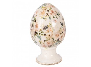 Béžové keramické vajíčko na podstavci s růžemi Rosina L - Ø 15*24 cm