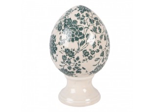 Keramické vajíčko na podstavci se zelenými květy Tien French M - Ø 12*19 cm