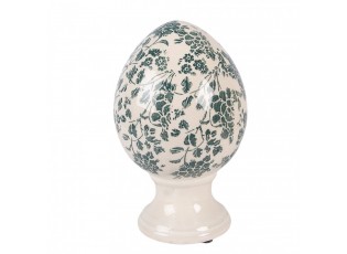 Keramické vajíčko na podstavci se zelenými květy Tien French M - Ø 12*19 cm