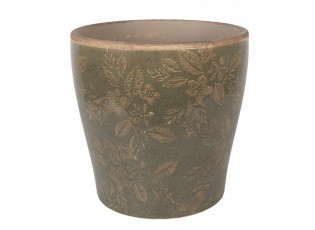 Zelený keramický obal na květináč s květy Timothée XL - Ø 18*17 cm
