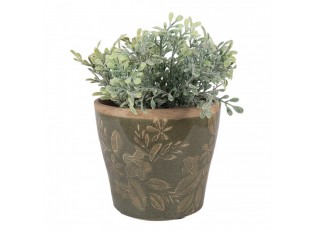 Zelený keramický obal na květináč s květy Timothée M - Ø 12*10 cm