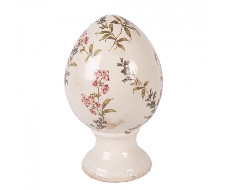 Keramické vajíčko na podstavci s lučními květy Monnia M - Ø 12*19 cm Clayre & Eef