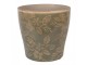 Zelený keramický obal na květináč s květy Timothée L - Ø 14*13 cm Clayre & Eef