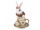 Dekorace bílý králík v šálku - 8*8*14 cm Clayre & Eef