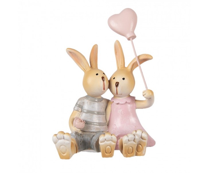 Dekorace králíčci s balónkem - 8*6*10 cm Clayre & Eef